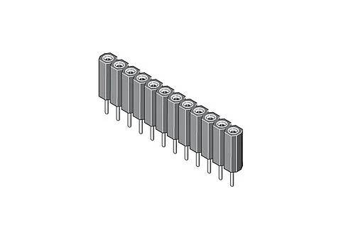 Dessin technique d'un composant avec dimensions. Vue de face : largeur A et espacement 2,54 mm. Vue latérale : hauteur 10,80 mm, largeur 5,80 mm.