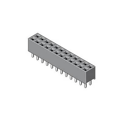 Un connecteur femelle rectangulaire 2x10 broches avec un arrangement en double rangée, souvent utilisé pour des applications de circuits électroniques.