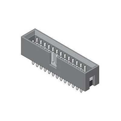 Un connecteur électrique 24 broches de forme rectangulaire, montrant des rangées de broches métalliques à l'intérieur d'un boîtier en plastique gris, utilisé pour relier des circuits.