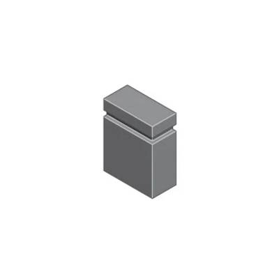 Une illustration 3D d'un bloc rectangulaire simple et gris avec un sommet plat et une base plus petite, apparaissant comme un élément architectural basique.