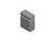 Une illustration 3D d'un bloc rectangulaire simple et gris avec un sommet plat et une base plus petite, apparaissant comme un élément architectural basique.