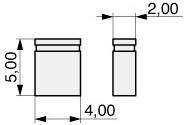 Diagramme montrant deux conteneurs cylindriques côte à côte, l'un plus grand avec les dimensions '5,00' de hauteur et '4,00' de largeur, l'autre plus petit marqué '2,00' de largeur.