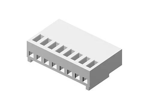 Un bloc rectangulaire blanc avec dix fentes espacées régulièrement sur le dessus et des fentes correspondantes sur le dessous.