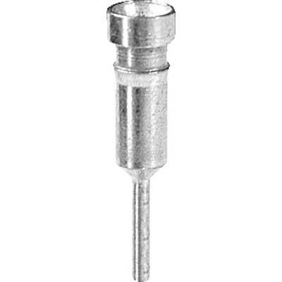 Une vue rapprochée d'un connecteur à broche métallique, montrant sa forme cylindrique et sa pointe conique, utilisé pour les connexions électriques.