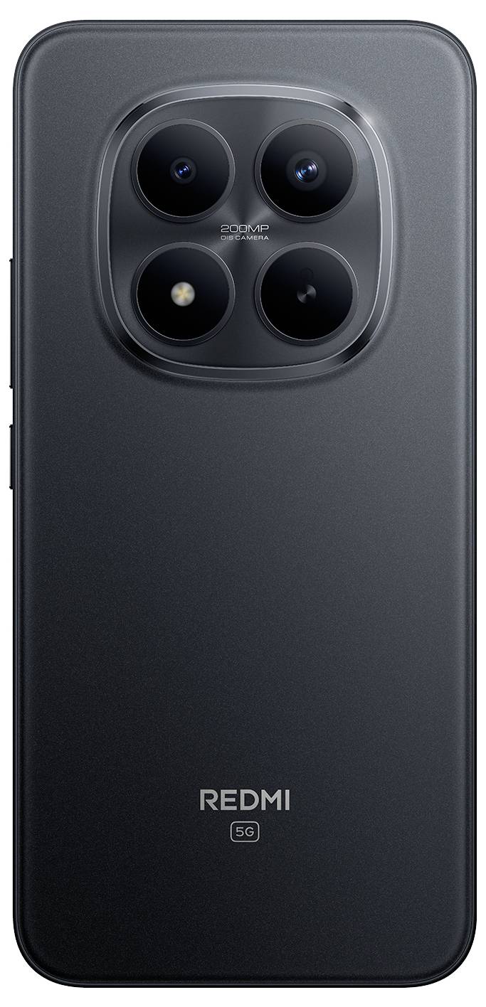 « Un vue arrière de smartphone montrant une configuration de quatre caméras avec une finition noir élégante. Le nom de marque REDMI est visible en bas. »