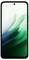 Un smartphone au cadre noir affiche une œuvre d'art numérique de pétales verts et blancs translucides qui se chevauchent sur son écran.