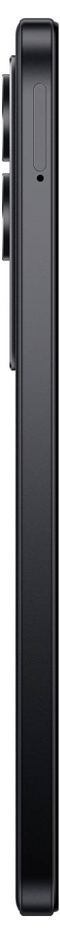 Vue latérale d'un smartphone noir mettant en évidence un profil mince avec trois caméras arrière en saillie et un design de bloc rectangulaire sur le côté.
