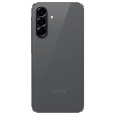 Un dos de smartphone noir et élégant avec trois objectifs de caméra verticaux et le logo Samsung près du bas.
