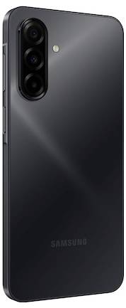 Un smartphone noir et élégant avec un triple système de caméra à l'arrière, le logo de la marque visible.