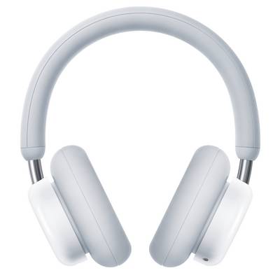 Une paire de casques audio supra-auriculaires sans fil de couleur gris clair avec un design épuré, dotés de coussinets auriculaires rembourrés et d'un serre-tête rembourré.