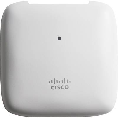 Un point d'accès sans fil Cisco blanc avec un petit voyant LED au centre, présentant le logo de la marque au bas.