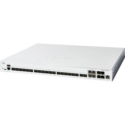 L'image montre un commutateur réseau Cisco Catalyst série 9300 avec plusieurs ports Ethernet sur le panneau frontal.