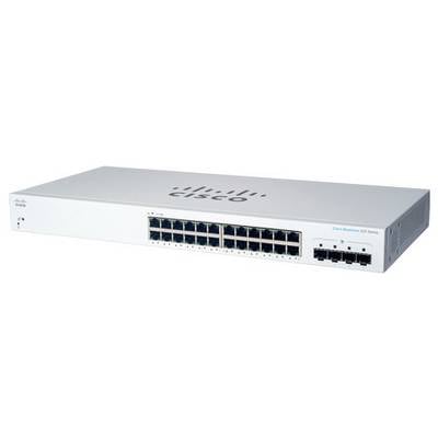 Commutateur réseau Cisco avec 24 ports Ethernet et quatre ports SFP. Marqué du logo « Cisco » sur le panneau frontal. Utilisé pour la connectivité réseau.