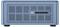 Dispositif de stockage informatique rectangulaire bleu avec une grille de ventilation avant et un emplacement pour carte SD, présenté sur un fond blanc.