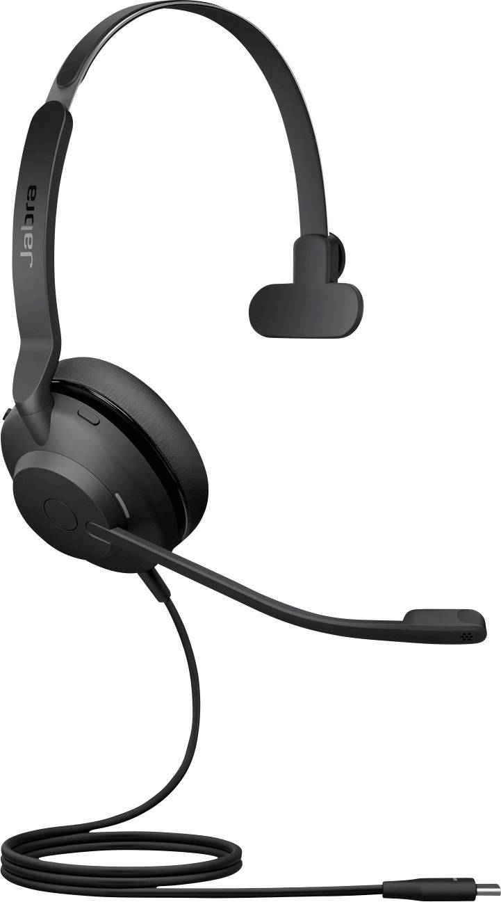 Casque mono-auriculaire avec microphone et serre-tête ajustable, conçu pour la communication.