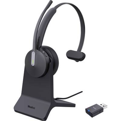Casque sans fil avec microphone sur pied, équipé d'un récepteur USB.