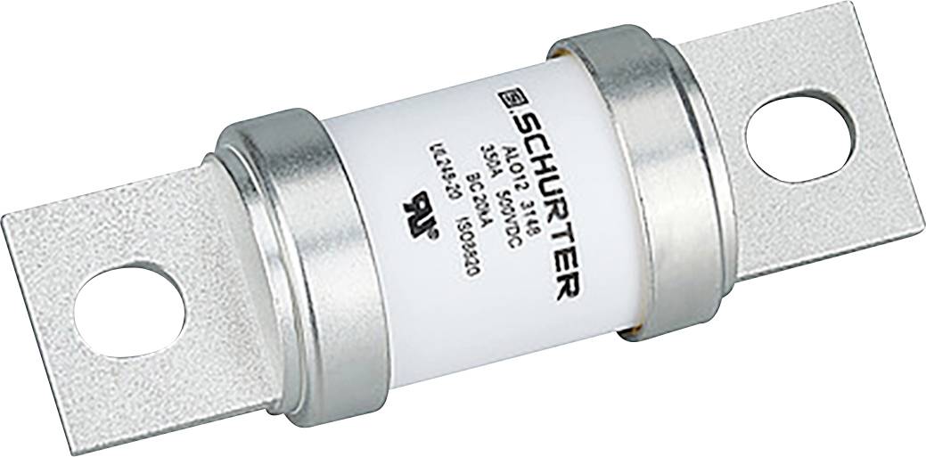 Un fusible électrique cylindrique doté de embouts métalliques et portant l'étiquette « SCHURTER ». Utilisé pour la protection des circuits dans les systèmes électriques.