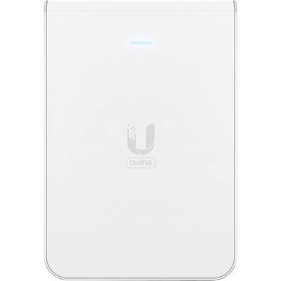 Un appareil réseau UniFi6 blanc avec un voyant indicateur lumineux en haut, affichant le logo UniFi au centre.