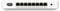 Commutateur réseau avec huit ports Ethernet et des voyants de connectivité, affichant les connexions actives. Bouton d'alimentation sur le côté droit.