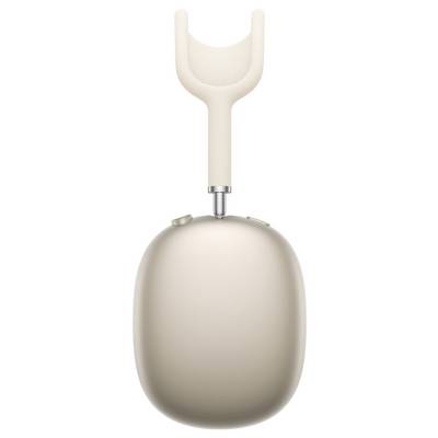 Une élégante écoutille auriculaire beige et une bande de maintien pour casques, présentant un design minimaliste et moderne avec des finitions lisses.