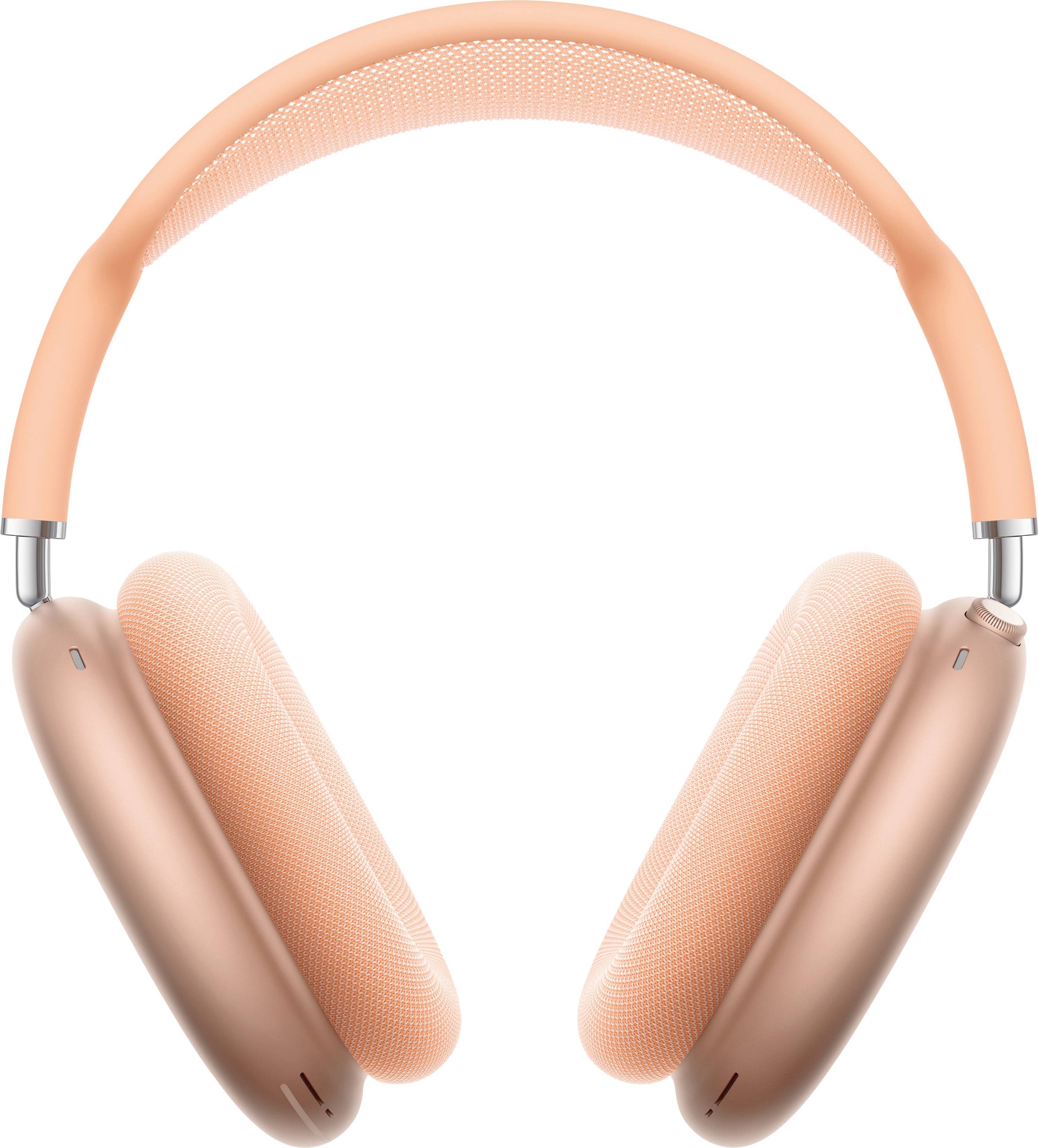 Une paire d'écouteurs supra-auriculaires élégants avec une finition de couleur pêche et des coussinets auriculaires rembourrés conçus pour le confort et l'annulation du bruit.