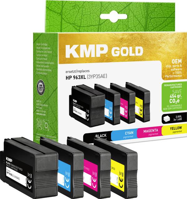 KMP Encre de recharge remplace HP 3YP35AE compatible  noir, cyan, magenta, jaune Tintenpatrone 1766,6005