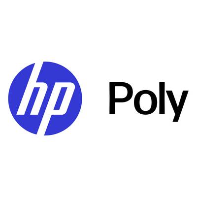 Logo HP Poly avec un emblème HP circulaire bleu sur la gauche et le mot « Poly » en noir sur la droite.