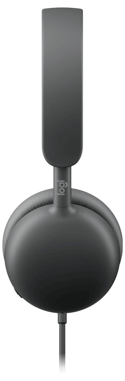 Casque audio noir de type supra-auriculaire avec un arceau unique et un câble, présenté en vue de face sur fond blanc.