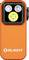 Une lampe de poche portable orange dotée de plusieurs LED sur le dessus. Le nom de marque « OLIGHT » est imprimé sur le devant en blanc.