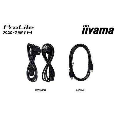 Deux câbles étiquetés « POWER » et « HDMI » pour le moniteur iiyama ProLite X2491H.