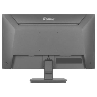'Un moniteur d'ordinateur iiyama gris vu par l'arrière, montrant les ports et un socle de support.'