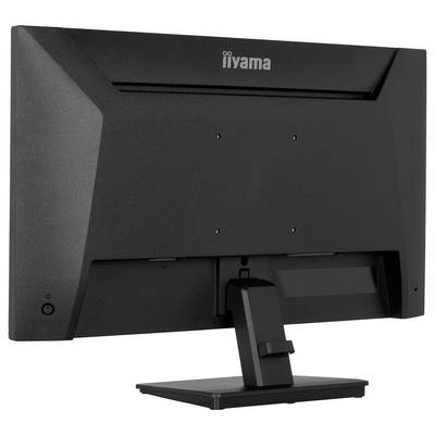 Un moniteur informatique Iiyama noir vu de l'arrière, présentant son socle et ses trous de montage, avec un design épuré et moderne.