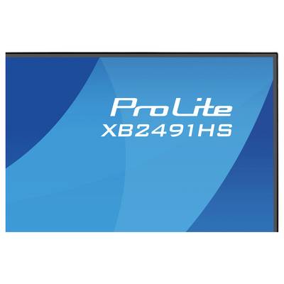 'ProLite XB2491HS' texte sur un fond abstrait bleu, indiquant probablement un nom de modèle ou une marque.