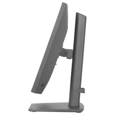 Un moniteur informatique mince vu de profil, montrant son support et son mécanisme d'inclinaison ajustable, mettant en évidence son design épuré.
