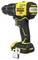 Une perceuse sans fil jaune et noire portant l'étiquette « Stanley Fatmax V20 » dotée d'un moteur sans balais. Elle est équipée d'une pince de ceinture à la base.