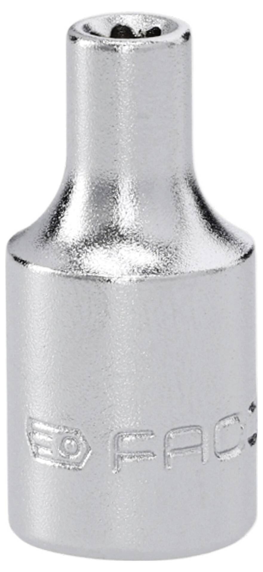 Un embout d'outil métallique avec une ouverture hexagonale à une extrémité, conçu pour être utilisé avec une clé dynamométrique ou une clé à cliquet pour le serrage.