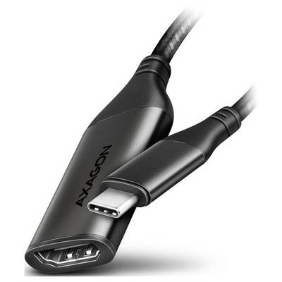 Gros plan d'un câble adaptateur AXAGON USB-C avec une fiche USB-C et un port USB standard.