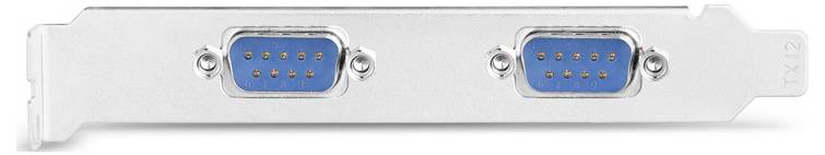 Connecteurs vidéo VGA 9 broches bleu double sur un support de carte graphique argenté