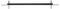 Un mince rail ou barre en métal noir avec deux supports verticaux, centré sur un fond blanc.