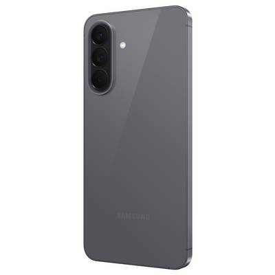 Vue arrière d'un smartphone Samsung gris avec trois caméras verticales et un flash dans le coin supérieur gauche.