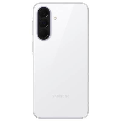 Dos d'un smartphone Samsung blanc avec une caméra à triple objectif vertical et un flash dans le coin supérieur gauche.