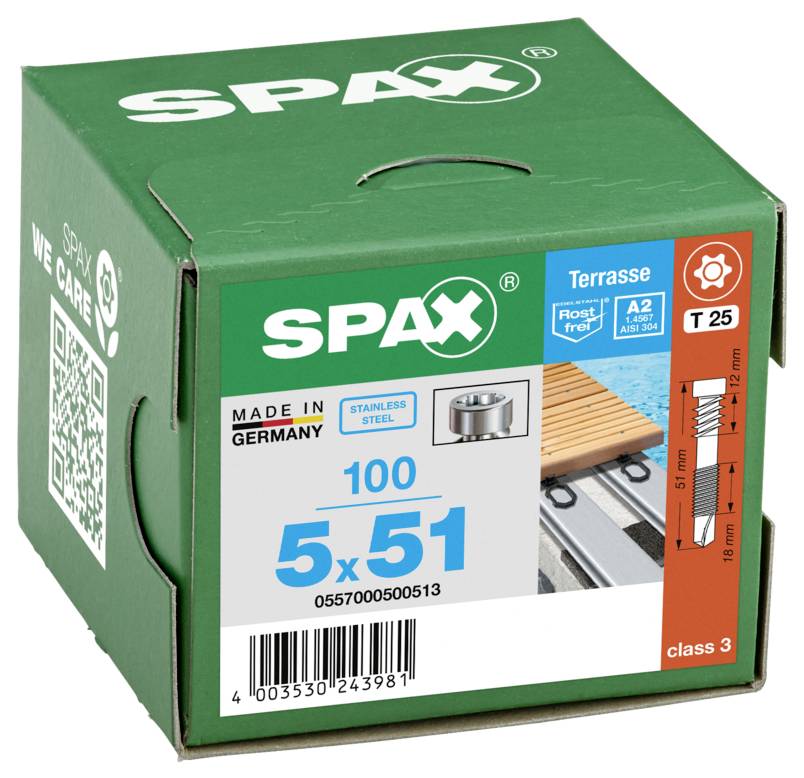 SPAX 0557000500513 Assortiment de vis à tête cyclindrique 5 mm 51 mm T-STAR plus acier inoxydable (antirouille) 100 pc(s-5