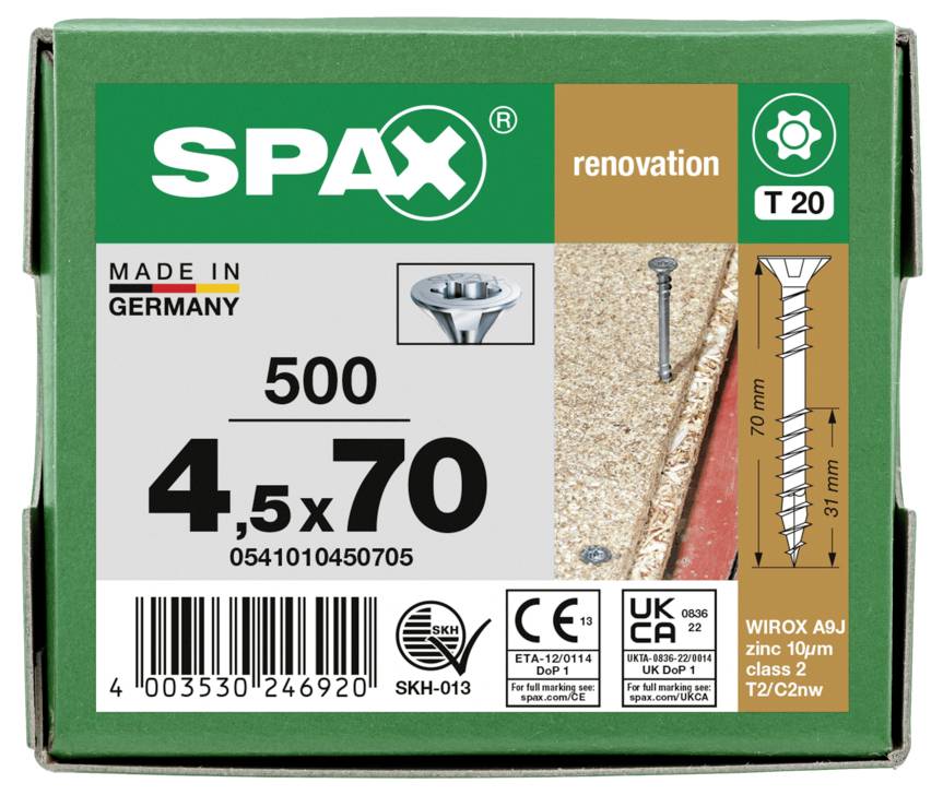 SPAX 0541010450705 Vis à tête fraisée 4.5 mm 70 mm T-STAR plus acier 500 pc(s)-7