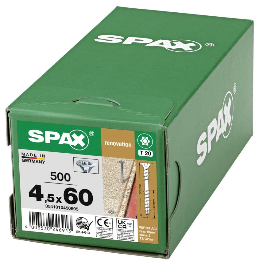 SPAX 0541010450605 Vis à tête fraisée 4.5 mm 60 mm T-STAR plus acier 500 pc(s)-6