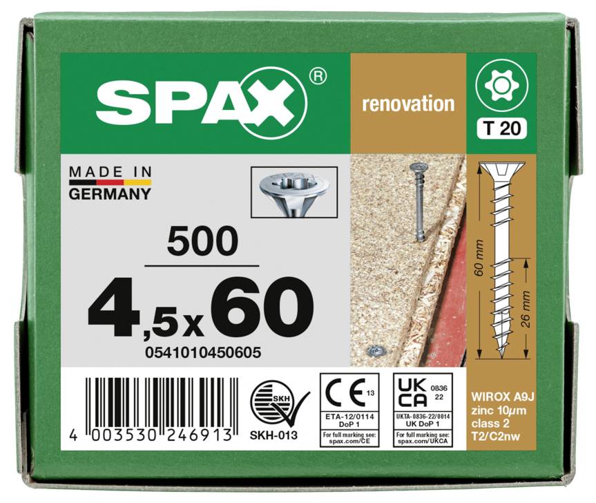 SPAX 0541010450605 Vis à tête fraisée 4.5 mm 60 mm T-STAR plus acier 500 pc(s)-7