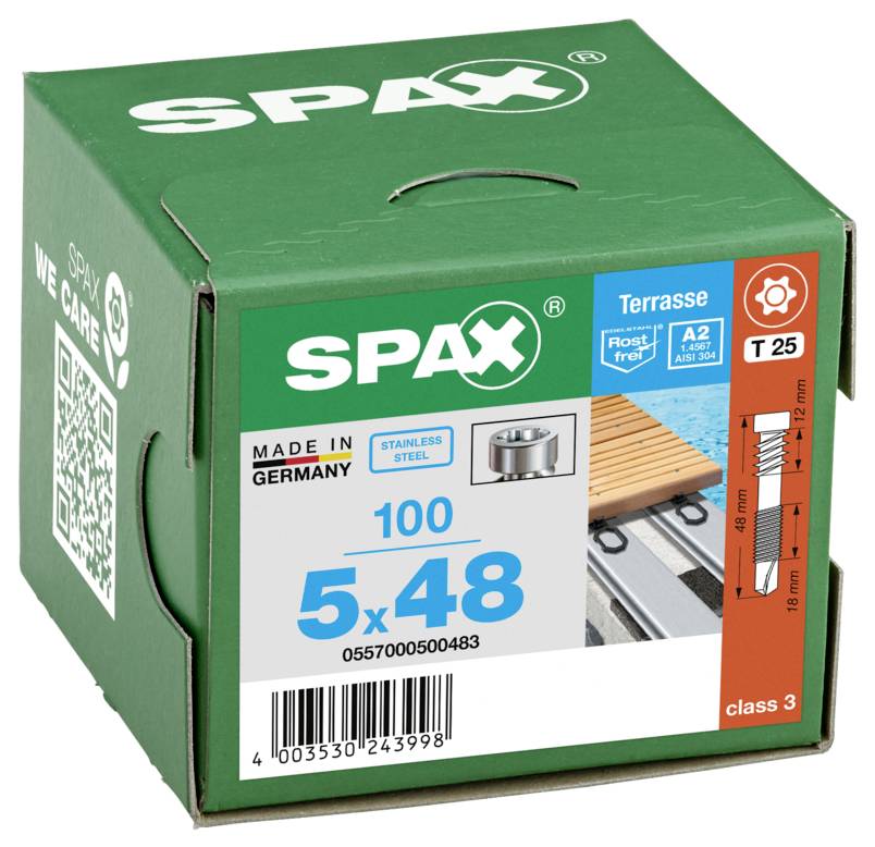 SPAX 0557000500483 Assortiment de vis à tête cyclindrique 5 mm 48 mm T-STAR plus acier inoxydable (antirouille) 100 pc(s-5