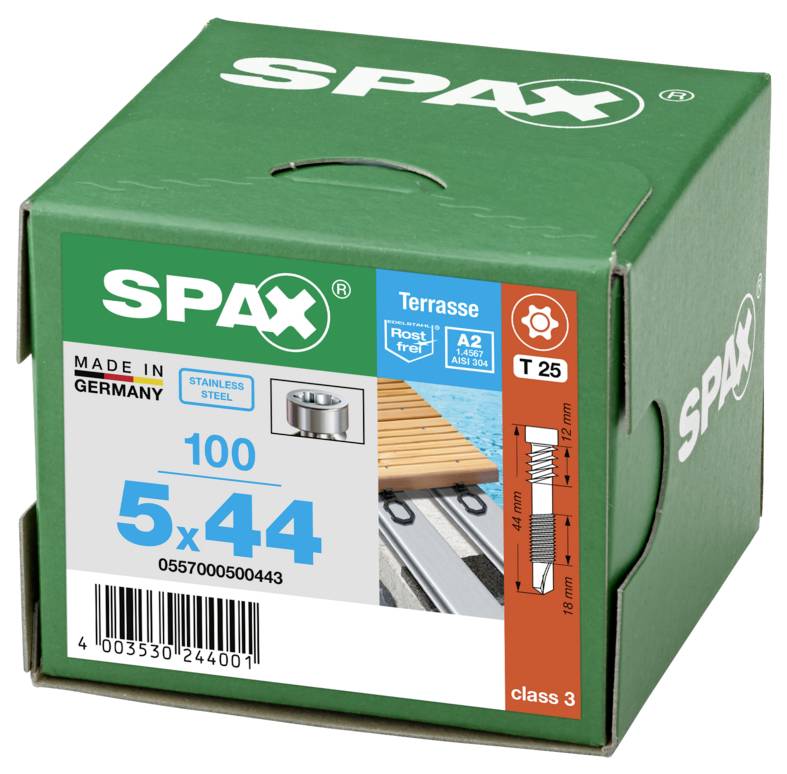 SPAX 0557000500443 Assortiment de vis à tête cyclindrique 5 mm 44 mm T-STAR plus acier inoxydable (antirouille) 100 pc(s-6