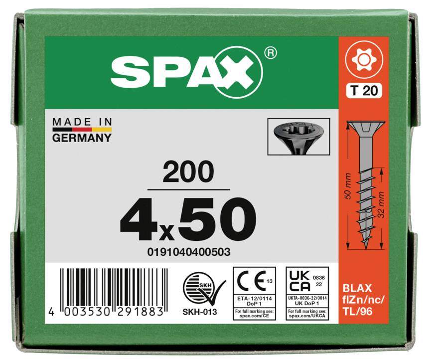 SPAX 0191040400503 Vis à tête fraisée 4 mm 50 mm T-STAR plus acier 200 pc(s)-4