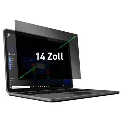 Ordinateur portable avec un écran de 14 pouces, présenté avec des flèches diagonales et le texte « 14 Zoll » indiquant la taille de l'écran.