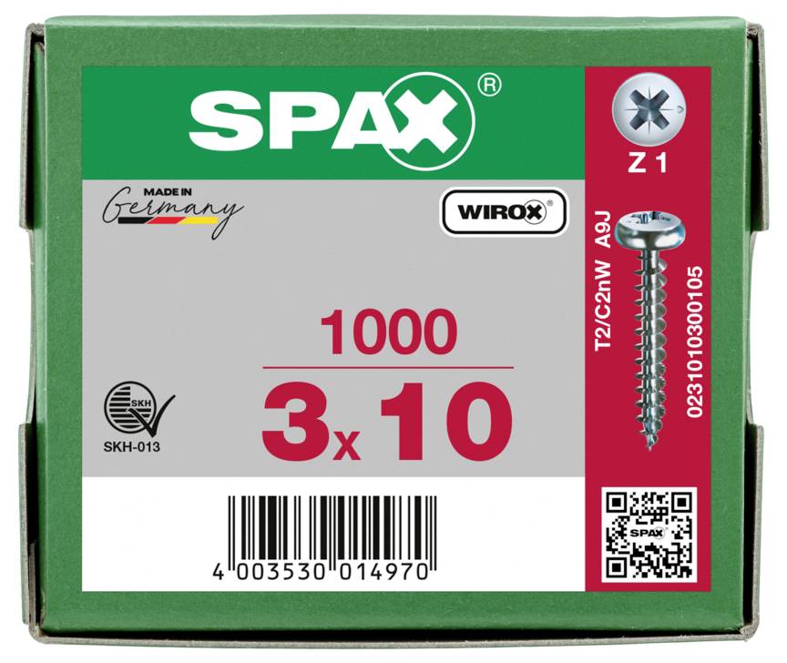 SPAX 0231010300105 Vis semi-ronde 3 mm 10 mm cruciforme Pozidriv acier 1000 pc(s)-8